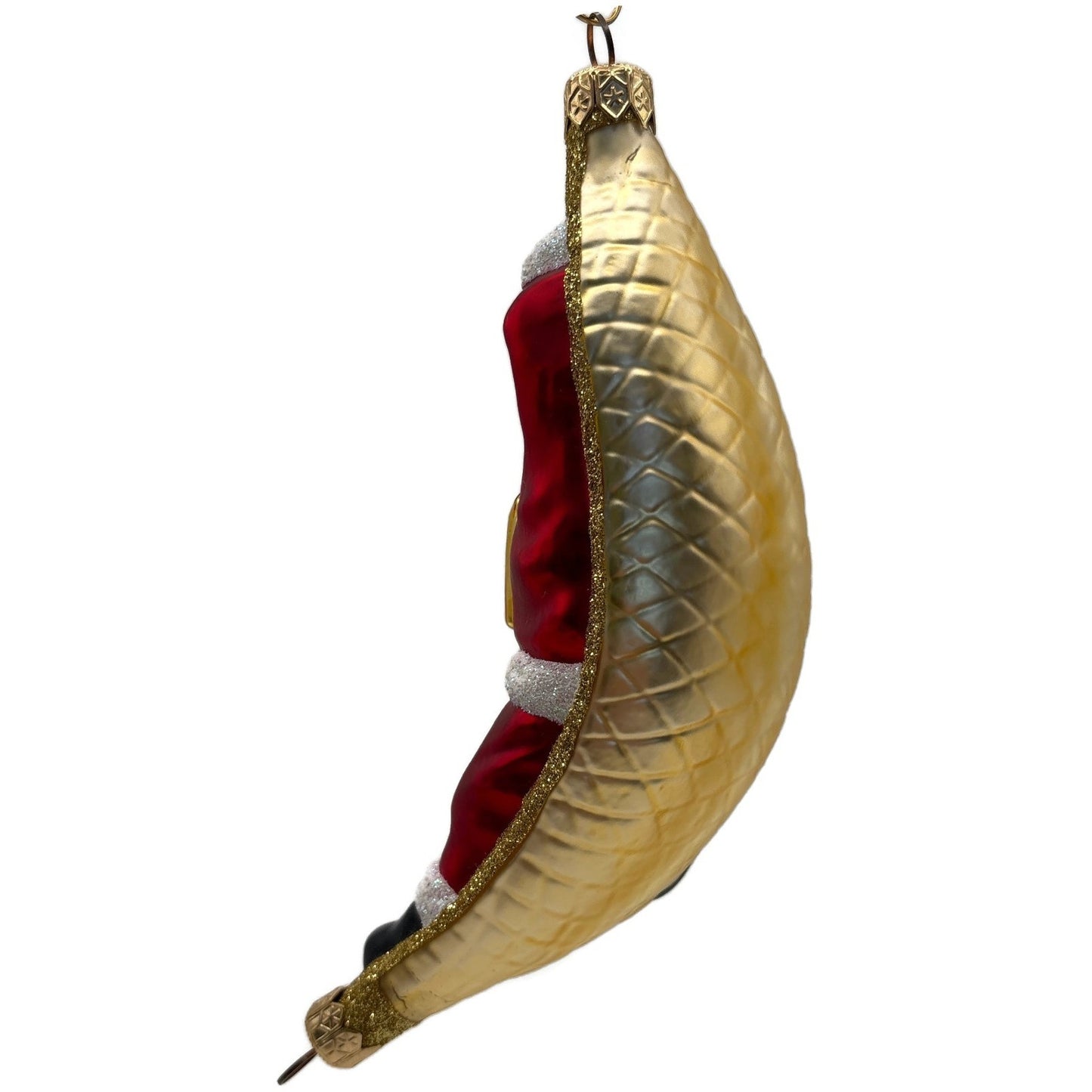 Patricia Breen A Respite for Santa Red Gold Squares Christmas Tree Ornament