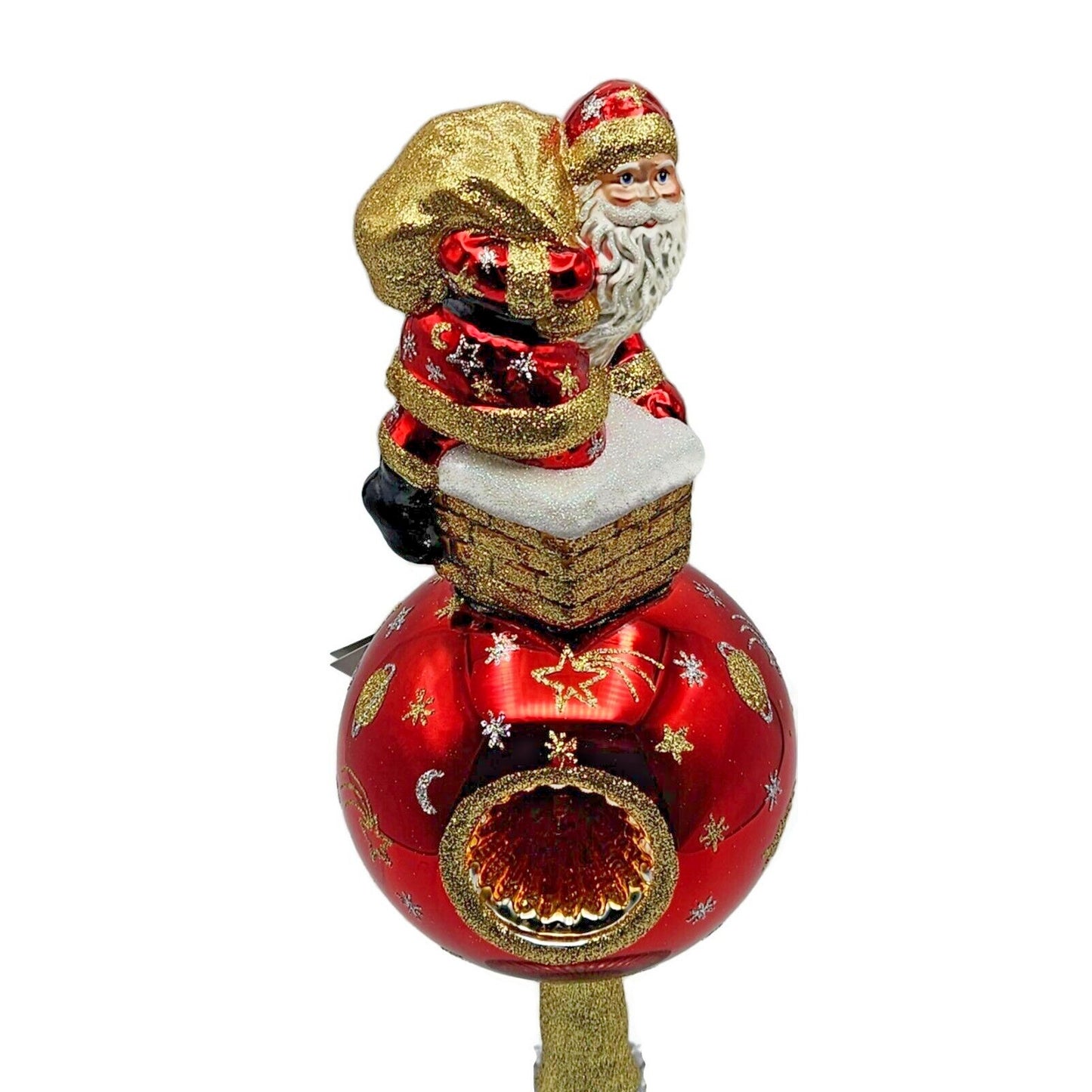 David Strand Santa is Coming Celestial Reflector Finial Tree Topper DS1178