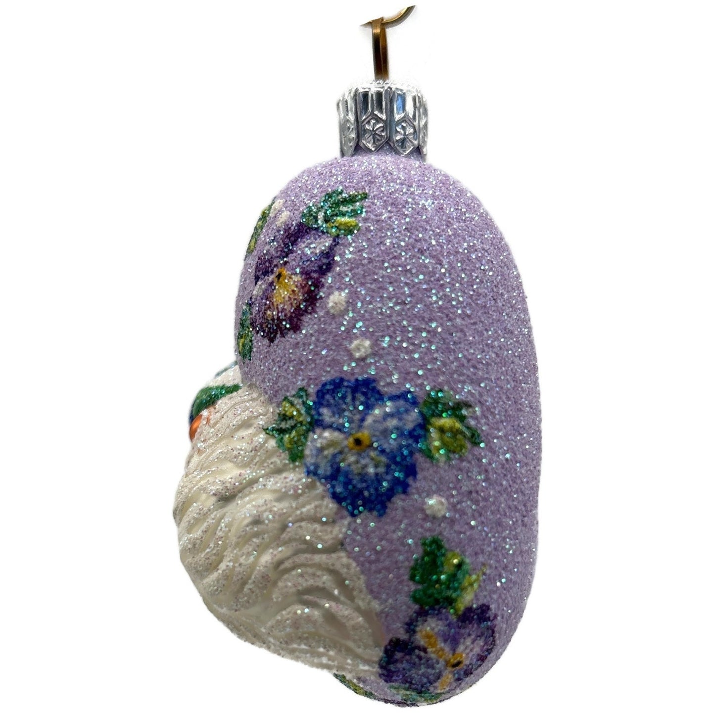 Patricia Breen Never Forget Pansies Lavender Heart Santa Christmas Ornament