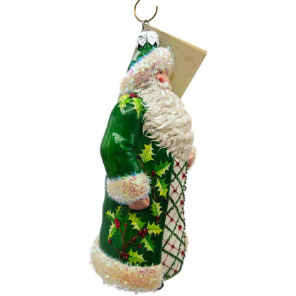 Patricia Breen Aberdeen Claus Jeweled Argyle Green Christmas Tree Ornament
