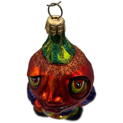 Slavic Treasures Moonlight Goblin Orange Pumpkin Halloween Ornament 00-268-A