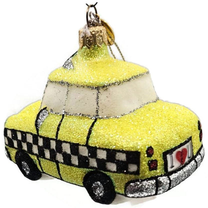 NYC Taxi Cab Yellow Black Checkered Christmas Tree Ornament Landmark Creations