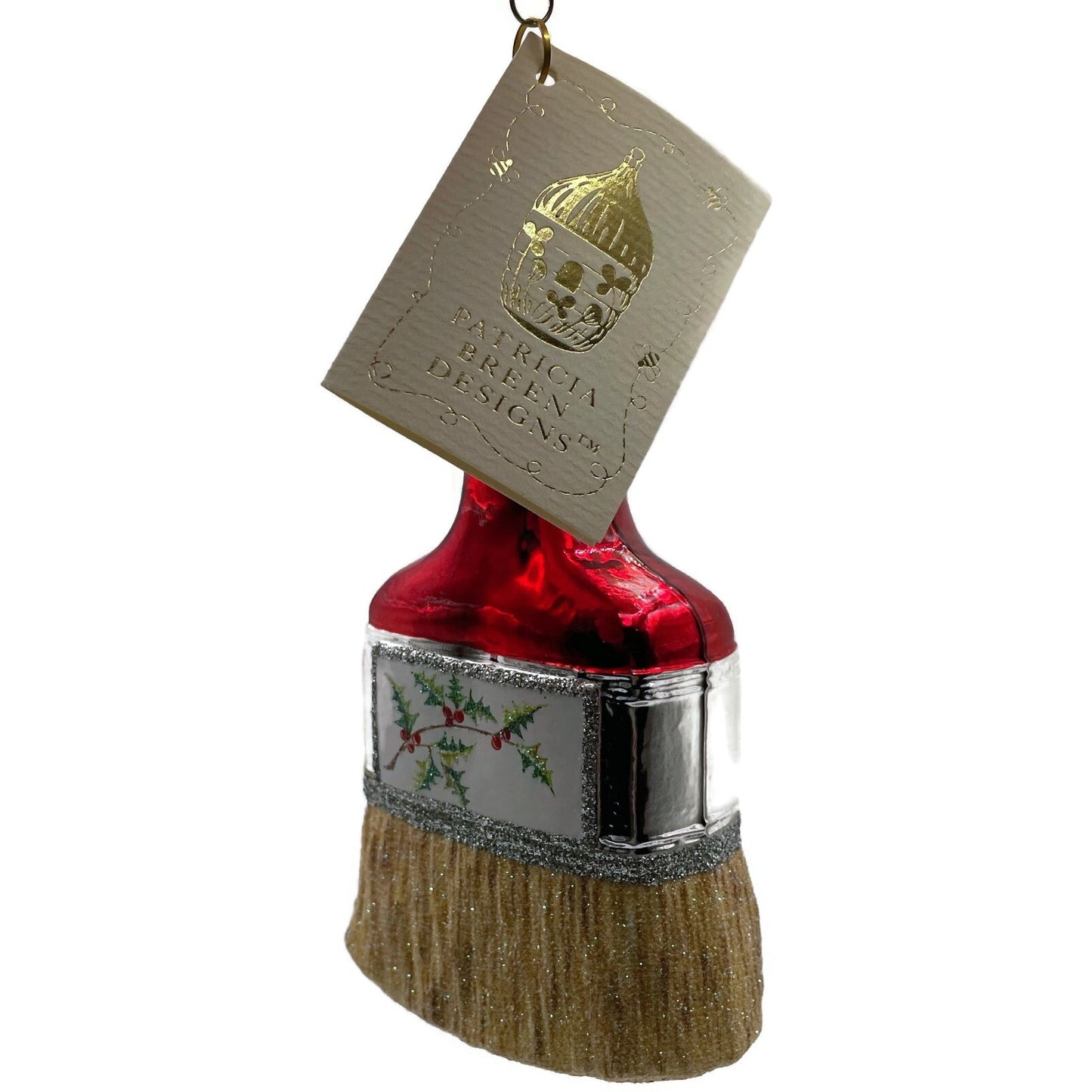 Patricia Breen Ornament PB Paint Brush Holly Art Red Christmas Holiday Tree Deco