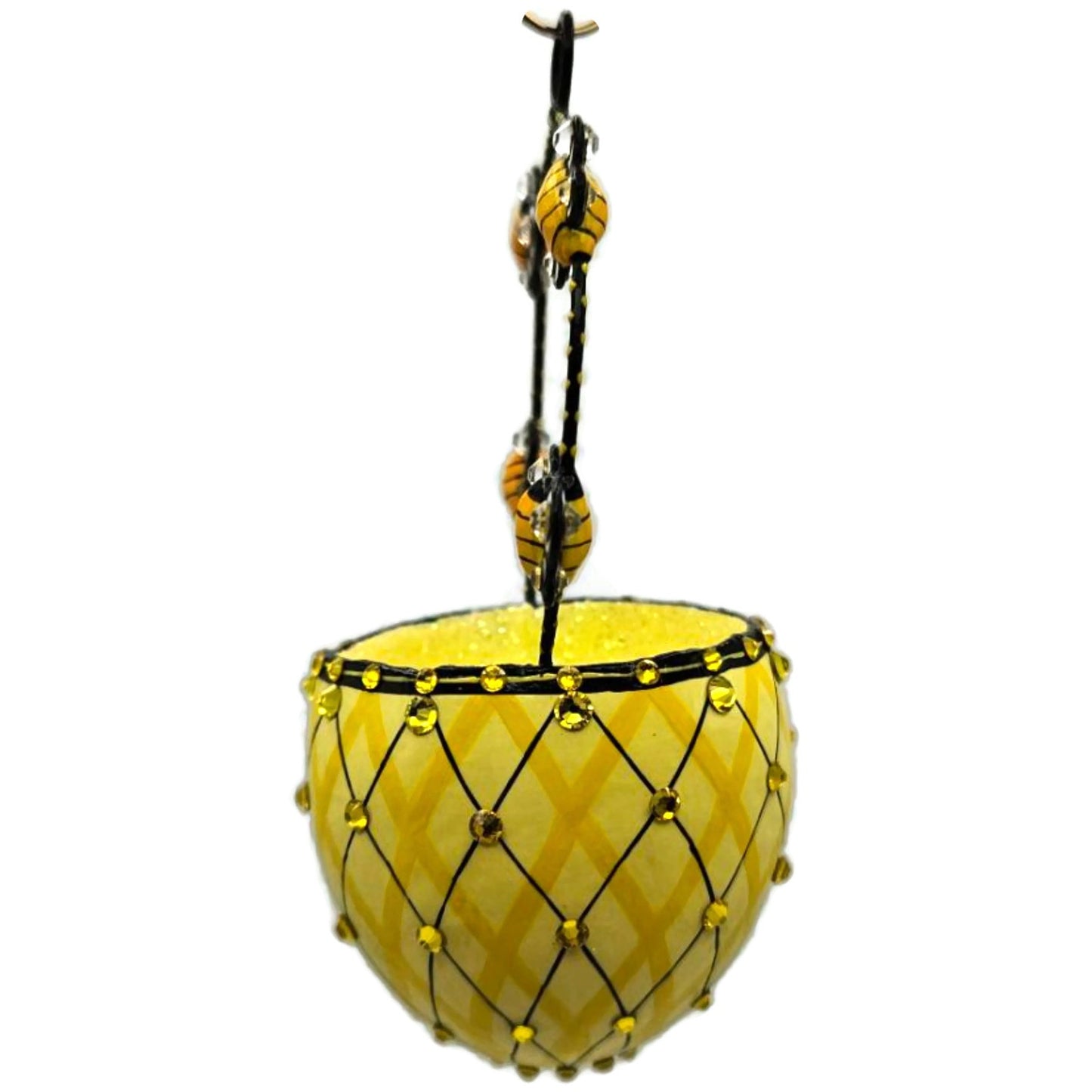 Patricia Breen Spring Basket Bees Yellow Insects Jeweled Holiday Ornament 3306
