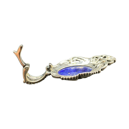 Carolyn Pollack Lapis Lazuli Oval Gemstone Pendant 925 Sterling Silver Filigree