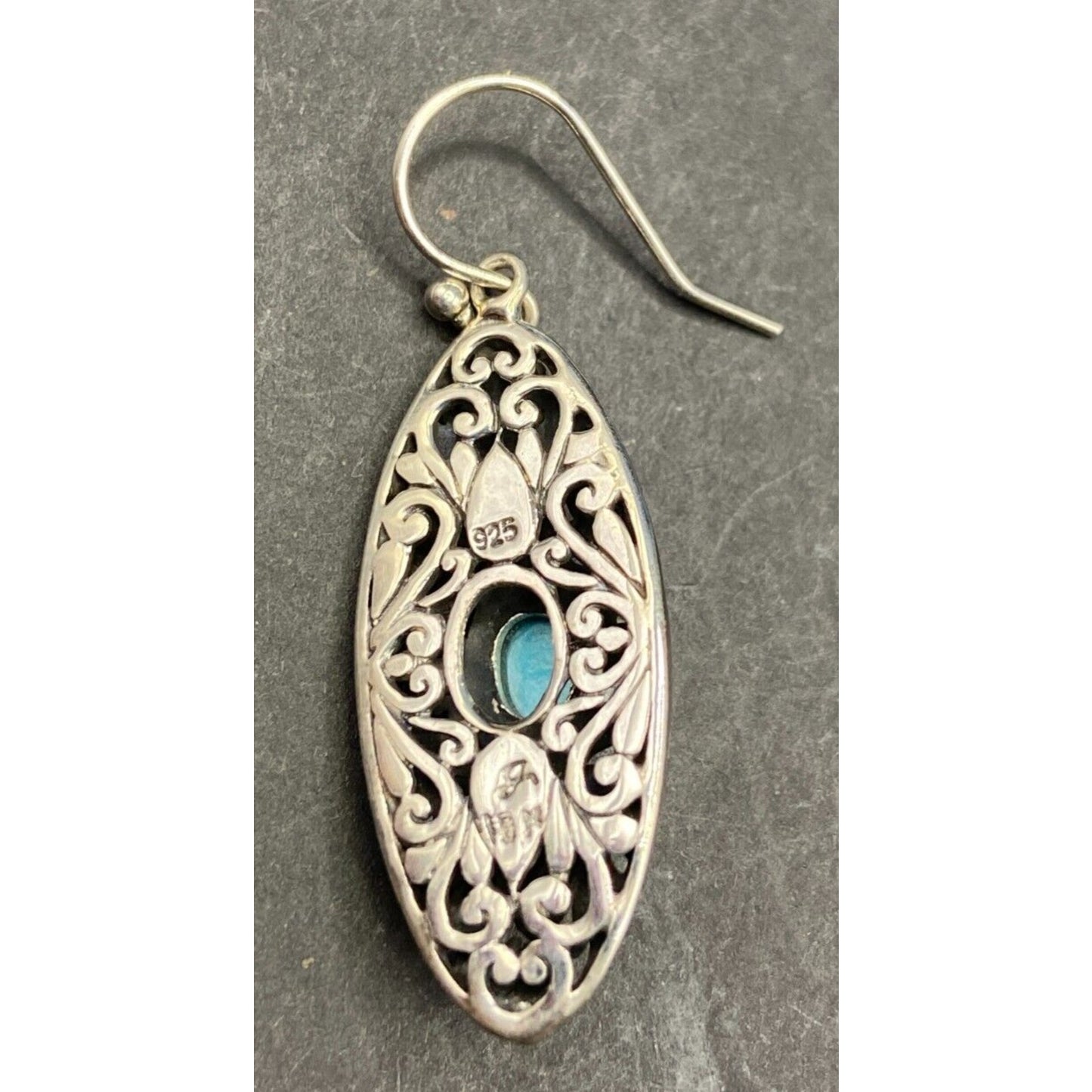 Samuel B Sleeping Beauty Turquoise Hook Earrings 925 Sterling Silver Filigree