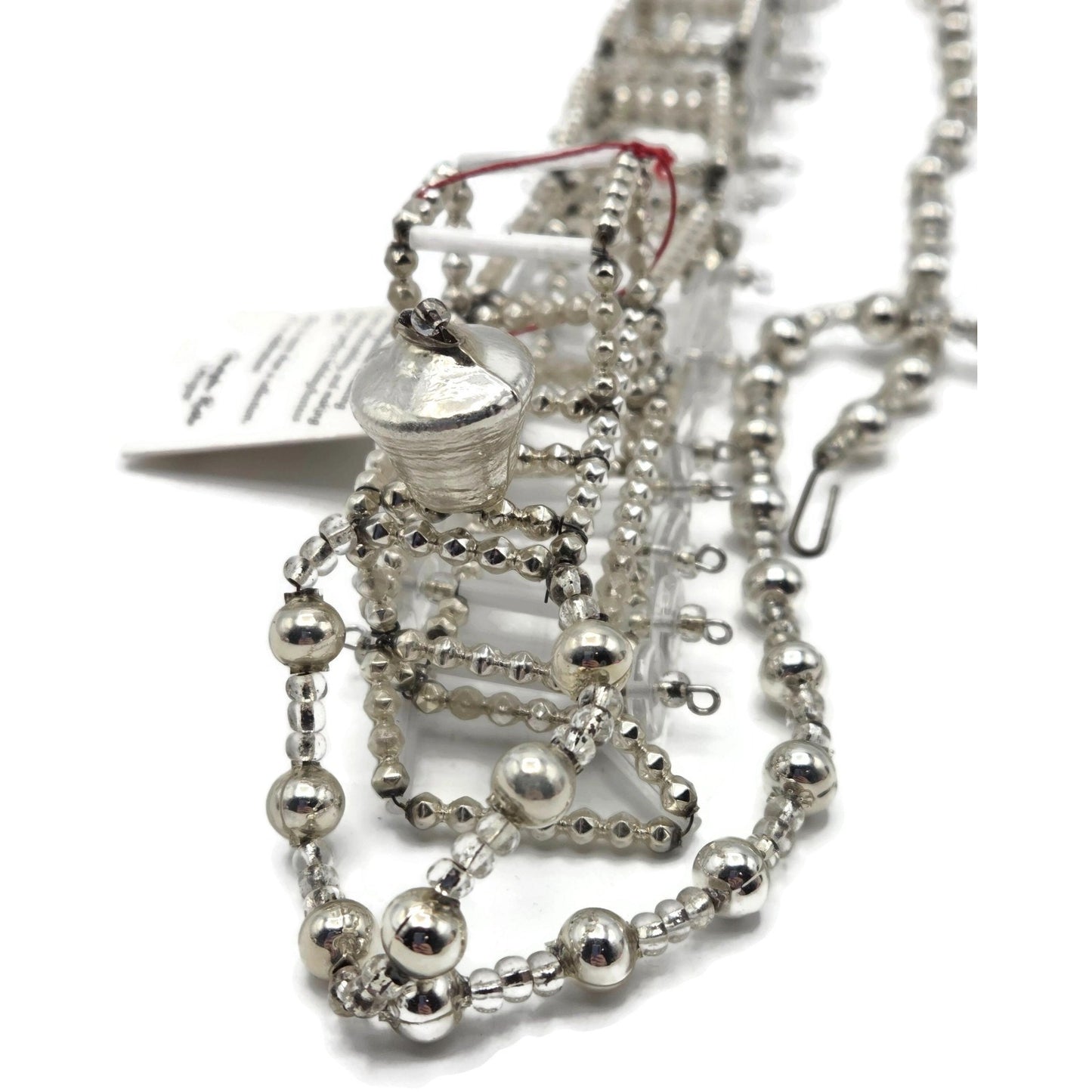 Christopher Radko Train Locomotive Garland Czech Silver Beaded 92-216