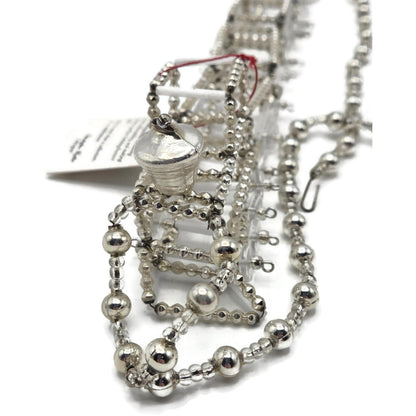 Christopher Radko Train Locomotive Garland Czech Silver Beaded 92-216