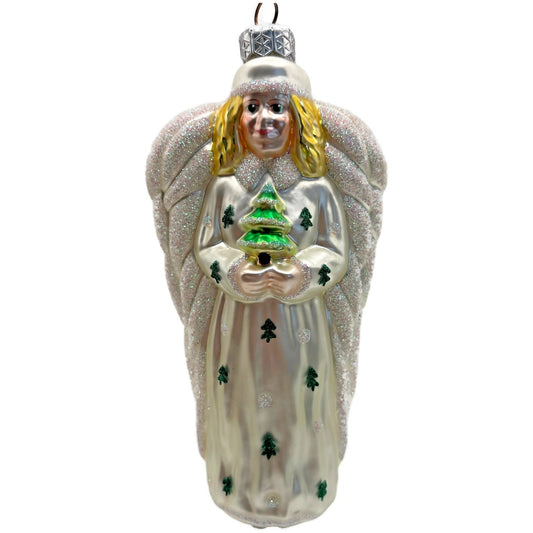 Patricia Breen Noel Angel Pearl White Green Religious Christmas Tree Ornament