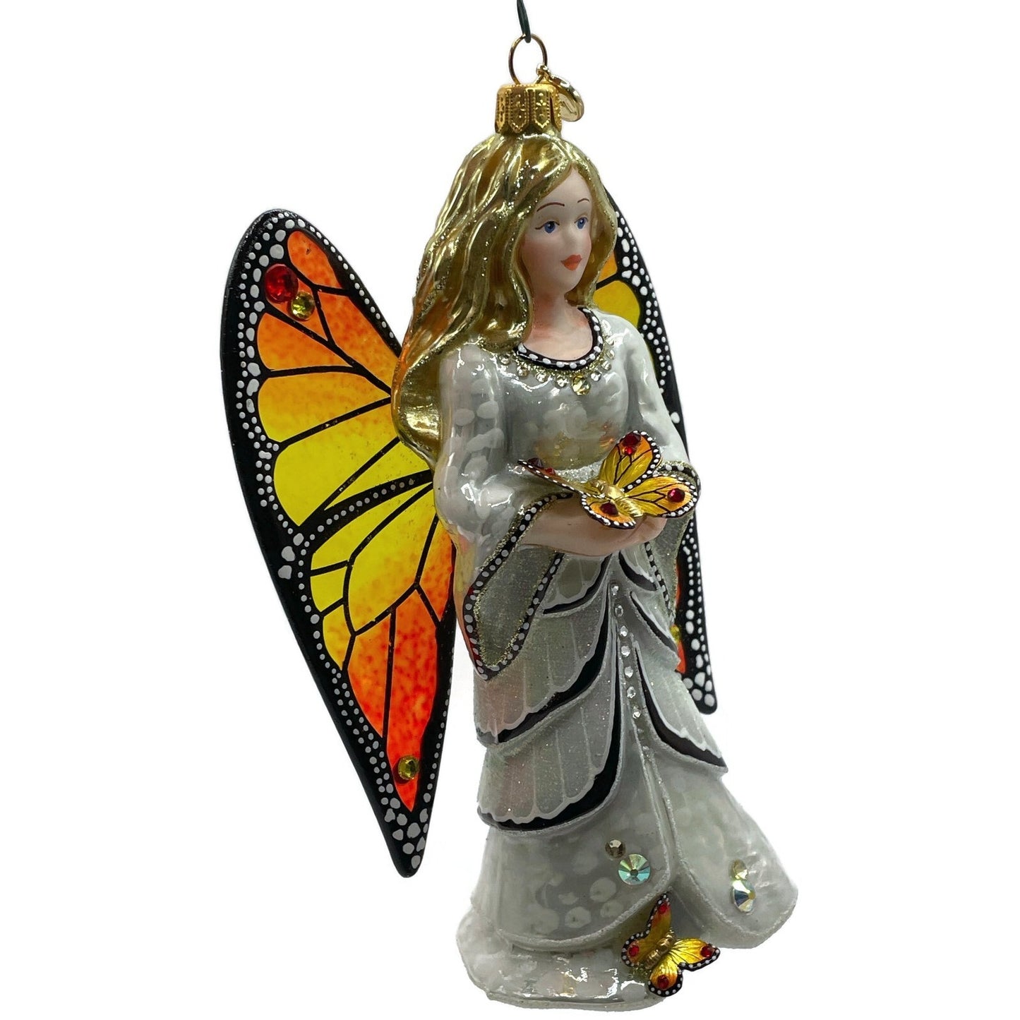Glitter Lab Angel Betty Ornament White Leaves Butterfly Christmas Tree Decor
