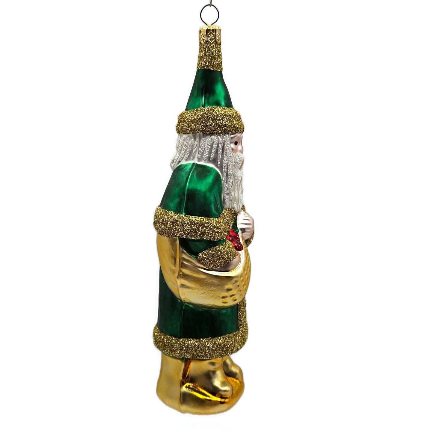 Patricia Breen Chocolate Box Santa Claus Green Gold Christmas Tree Ornament