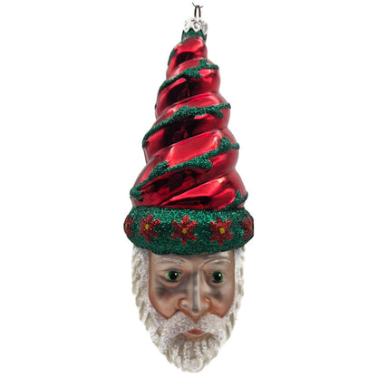 Patricia Breen Goslar Santa Claus Red Shiny Poinsettia Spring Christmas Ornament