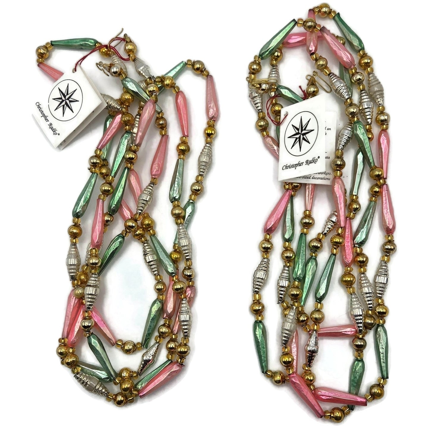 Christopher Radko Bead Garland Sorbet 72 Inch Strand 92-223-1 Christmas Set of 2