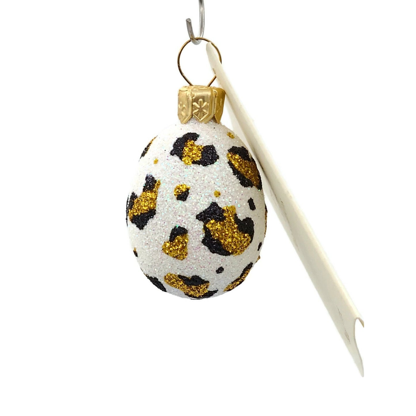 Patricia Breen Miniature Egg Leopard Animal Print Easter Spring Gold Ornament