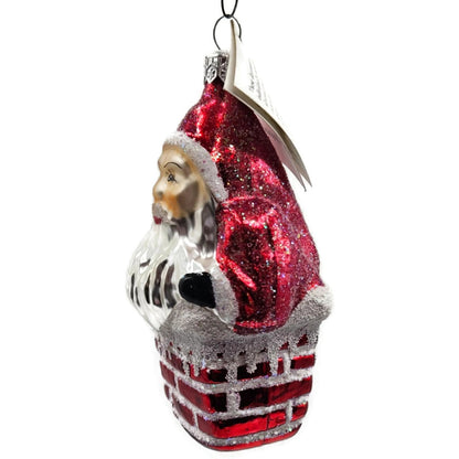 Christopher Radko Santa Claus Down The Chimney Red Christmas Ornament 94-176-0