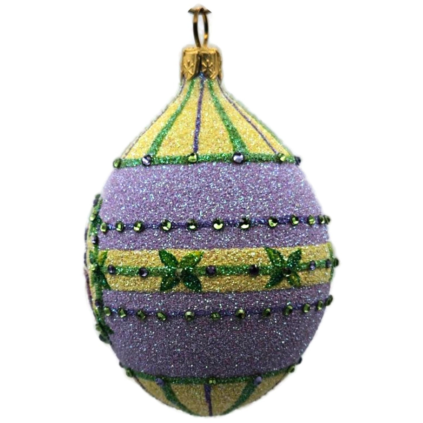 Patricia Breen Pansy Egg Yellow Green Striped Flowers Easter Ornament CATZ