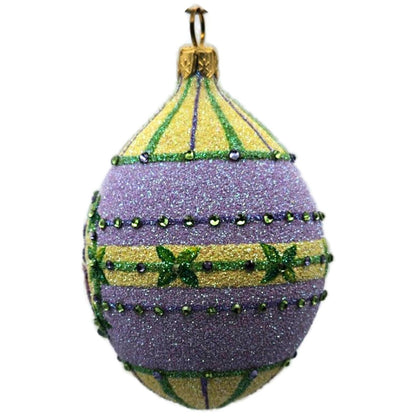 Patricia Breen Pansy Egg Yellow Green Striped Flowers Easter Ornament CATZ