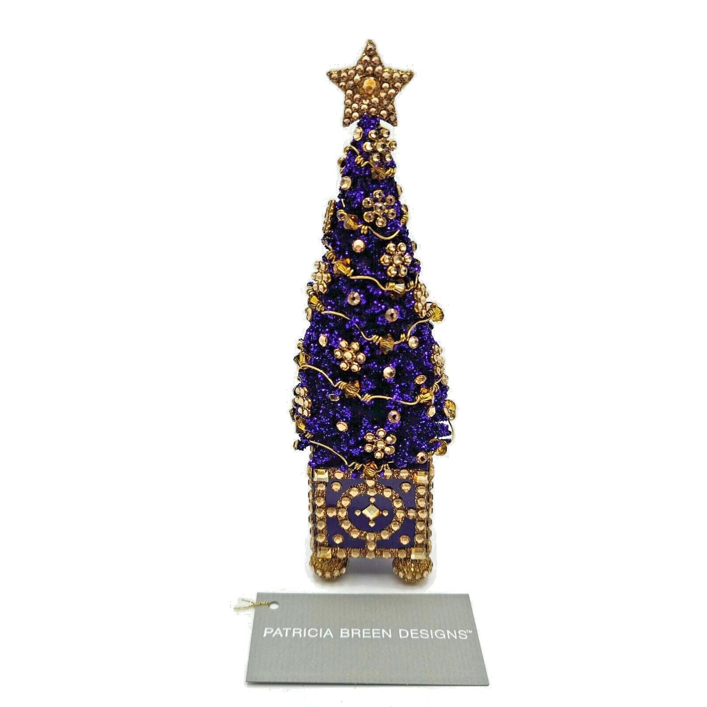 Patricia Breen Arbre de Noël Purple Gold Jeweled Holiday Christmas Tree Ornament
