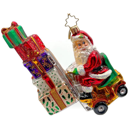 Christopher Radko Heavy Lifting Nick Santa Glass Christmas Ornament 1016139