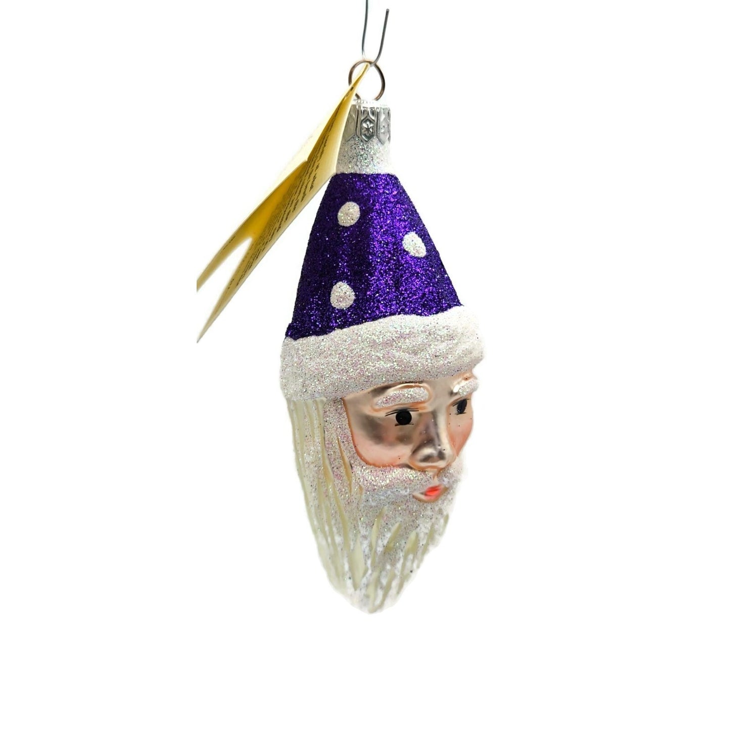 Patricia Breen Faux Fur Santa Purple Plum Polka Dots Christmas Tree Ornament