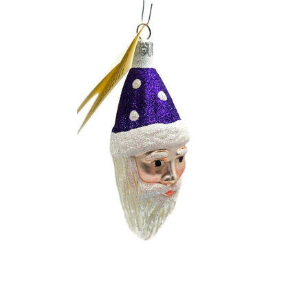 Patricia Breen Faux Fur Santa Purple Plum Polka Dots Christmas Tree Ornament