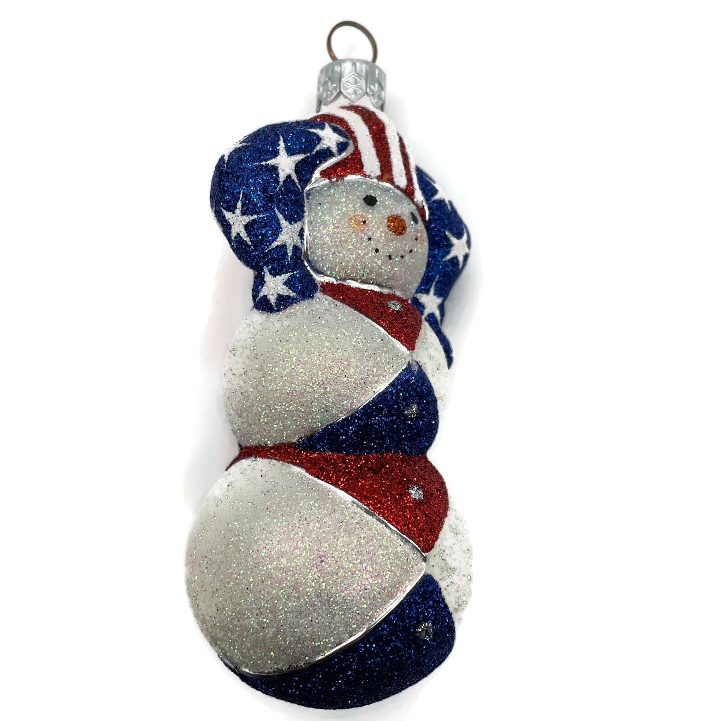 Patricia Breen Harlequin Snowman Patriotic Stars Stripe Christmas Tree Ornament
