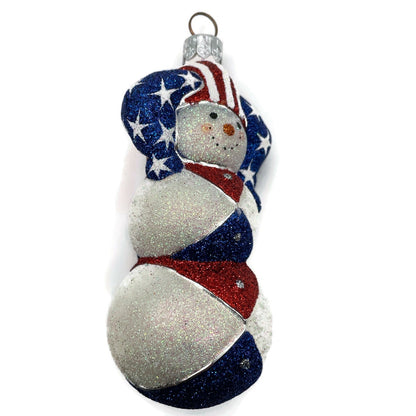 Patricia Breen Harlequin Snowman Patriotic Stars Stripe Christmas Tree Ornament