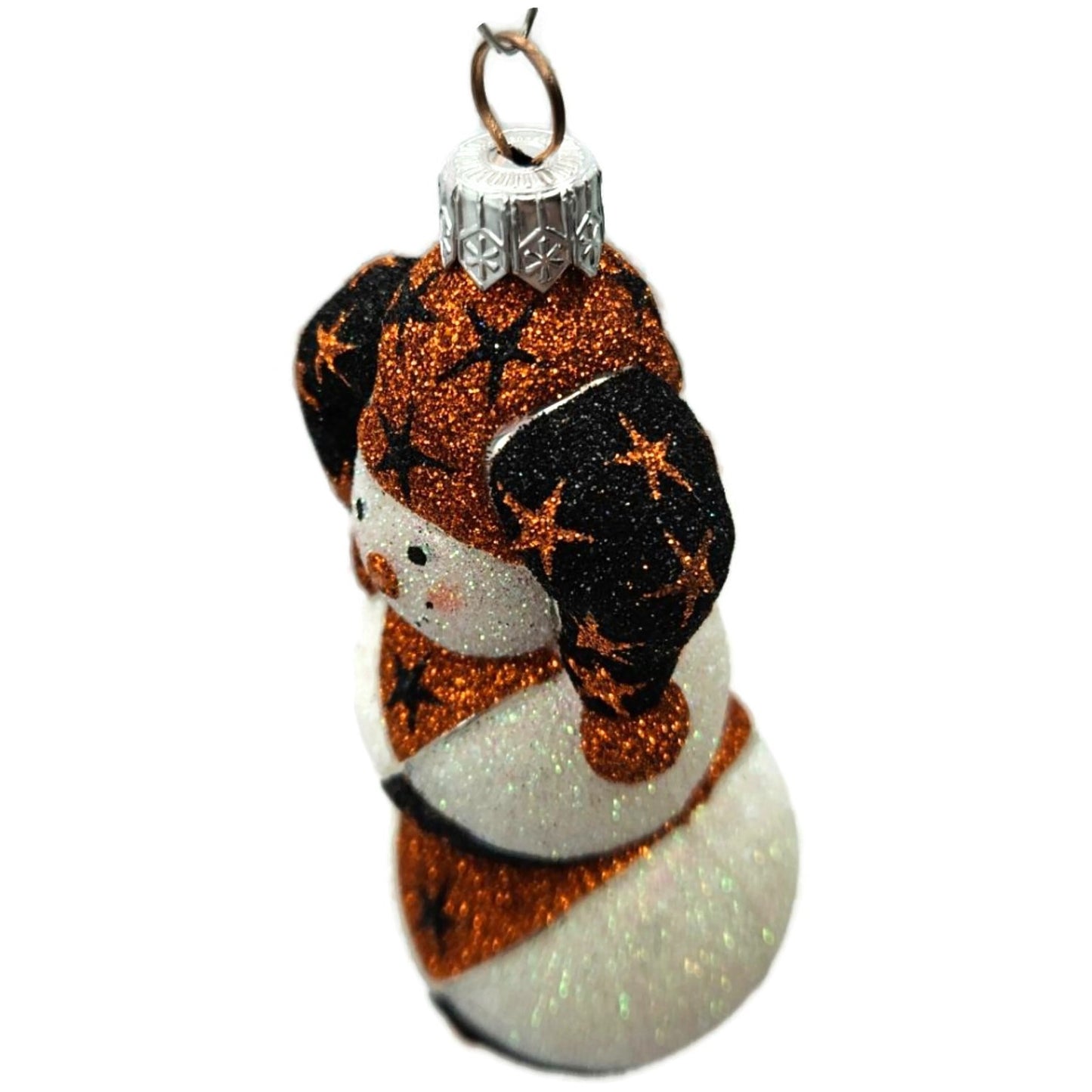 Patricia Breen Harlequin Snowman Orange Black Stars Halloween Ornament 2229