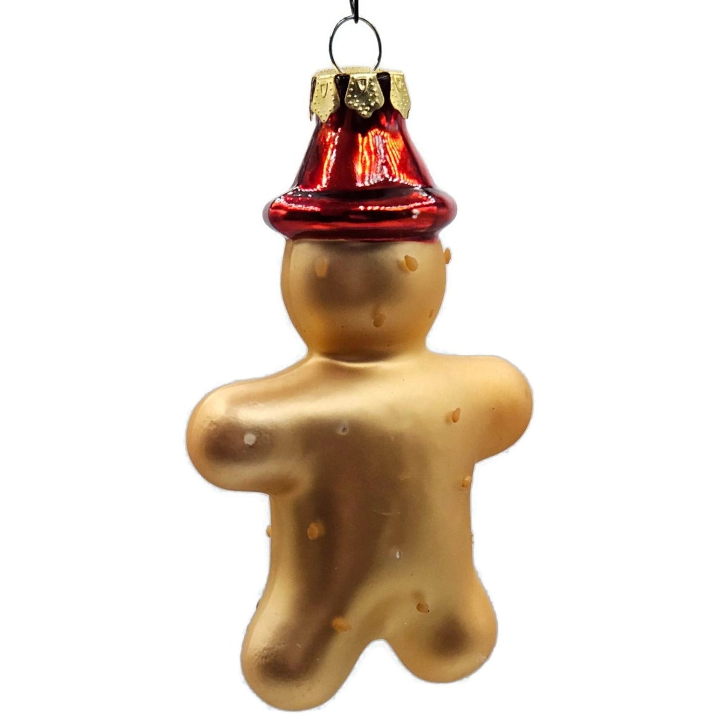 Gingerbread Man Polka Dot With Red Hat Old World Christmas Tree Ornament
