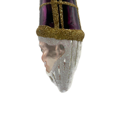 Patricia Breen Winter Wizard Bordeaux Plaid Santa Head Christmas Ornament Decor