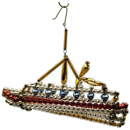 Christopher Radko Luxury Liner Ship Christmas Ornament Beaded Czech 98-230-0