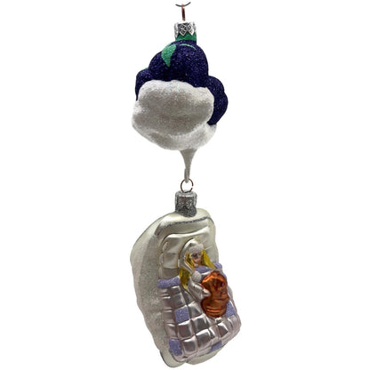 Patricia Breen Visions Of Sugar Plums Purple Glittered Moon Christmas Ornament