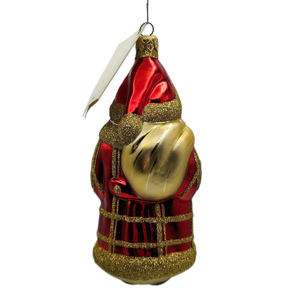Patricia Breen Santa and Teddy Red Plaid Gold Christmas Holiday Tree Ornament