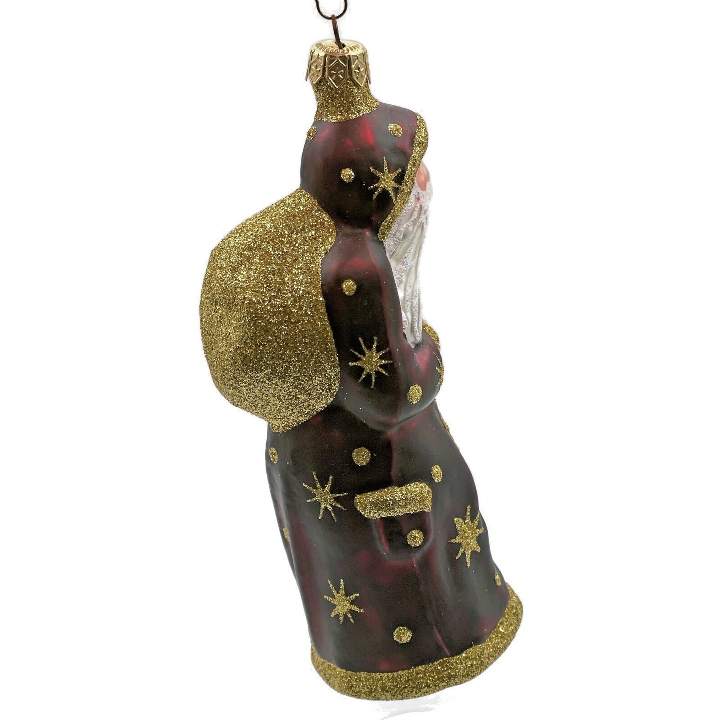 Patricia Breen Father Time Bordeaux Polka Dots Snowflakes Christmas Ornament