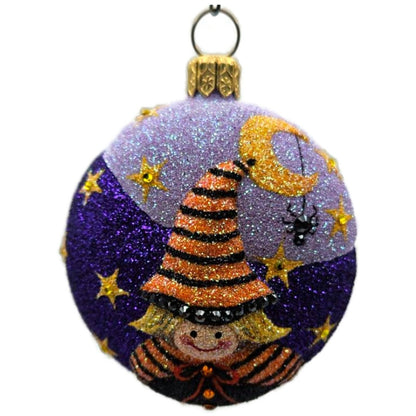 Patricia Breen Halloween Witch Medallion Jeweled Purple Moon Christmas Ornament
