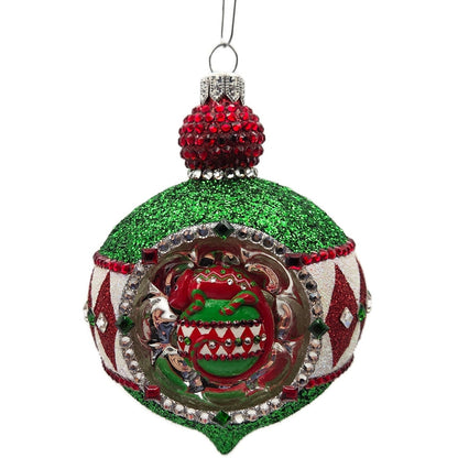 Patricia Breen Anniversary Reflector Green Glitter Chameleon Christmas Ornament