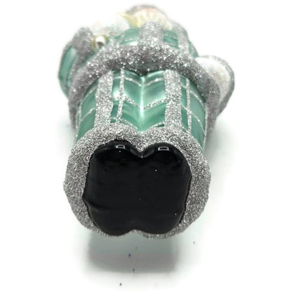 Patricia Breen Ring In The New Blue Silver Plaid Santa Christmas Tree Ornament