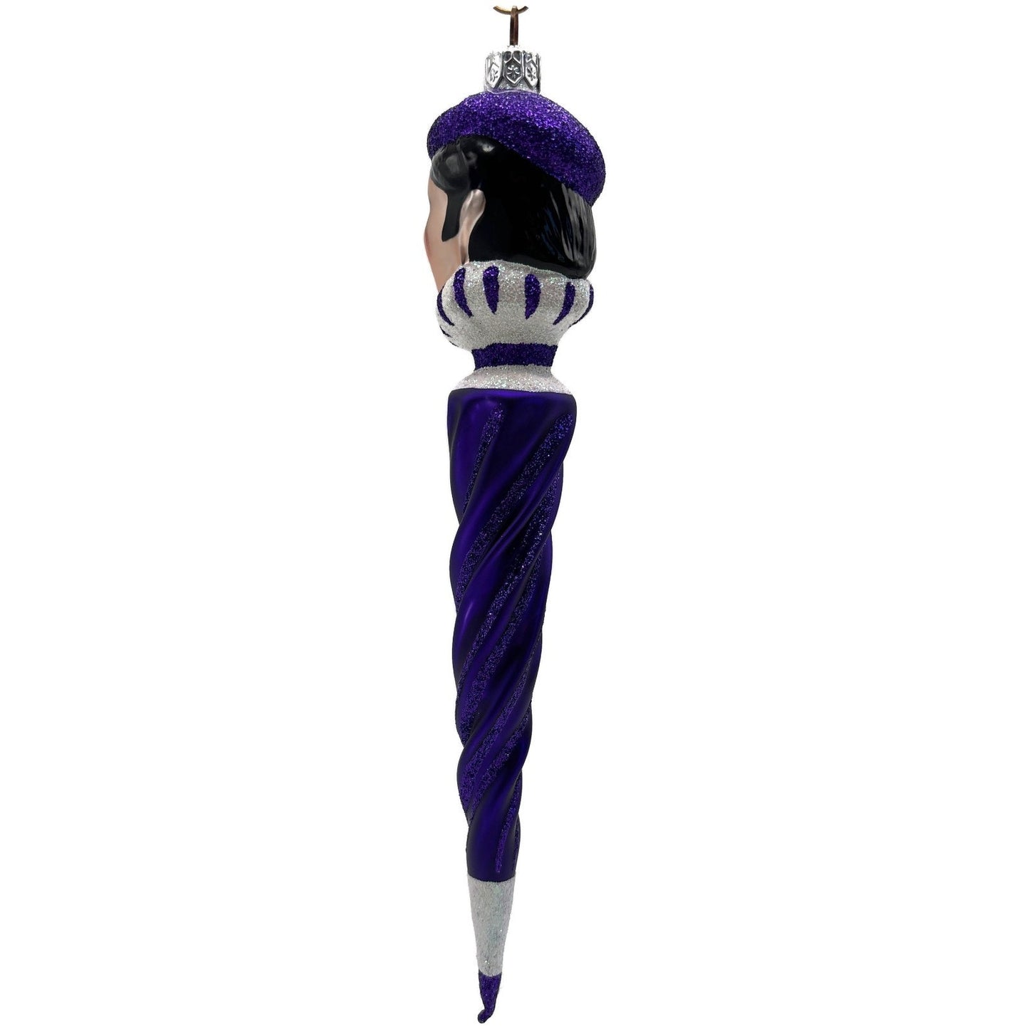 Patricia Breen French Twist Purple Glittered Stripes Monocle Christmas Ornament