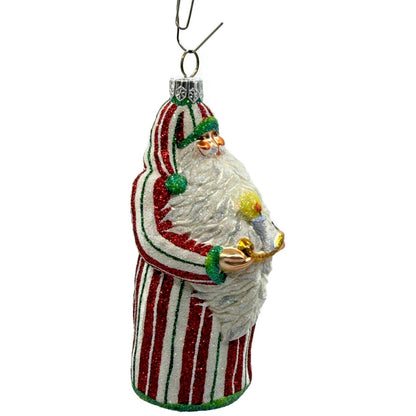 Patricia Breen Light A Single Candle Striped Santa Claus Christmas Tree Ornament
