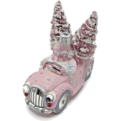 Patricia Breen Joy Ride Pink Car Snowman Travel Christmas Ornament CATZ Rare