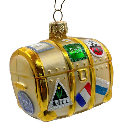 Patricia Breen Bon Voyage Gold Palm Beach Travel Trunk Christmas Tree Ornament