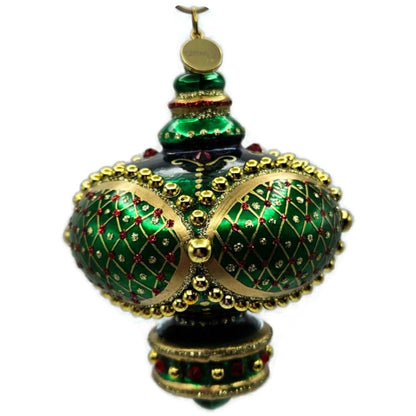Glitter Lab Jeweled Green Gold Christmas Tree Ornament Onion Dome Drop