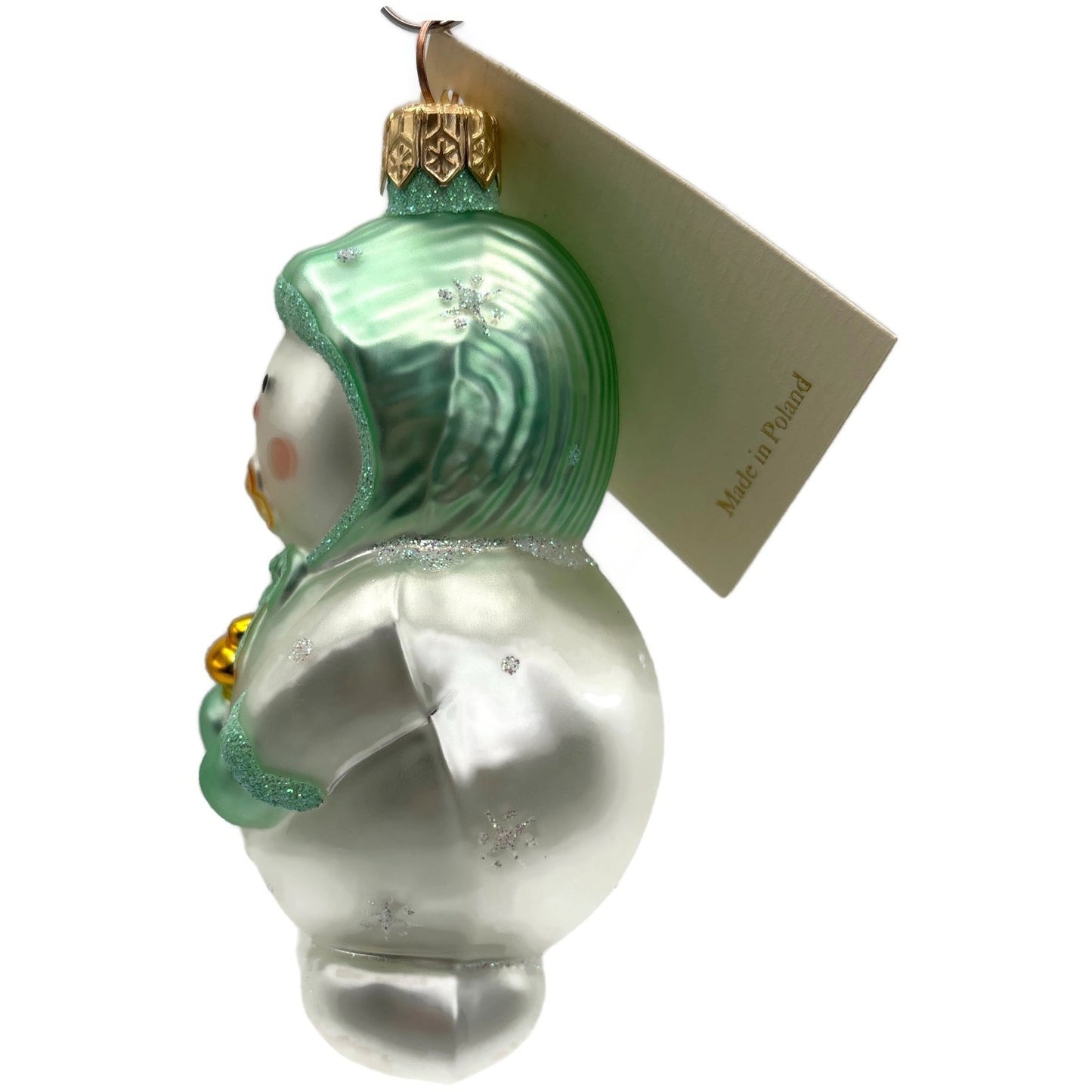 Patricia Breen Snowbaby Green Snowflakes Snowman White Christmas Tree Ornament