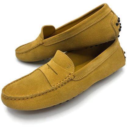 Tods Gommino Suede Driving Moccasins Loafers Gold Shoes Womens Size 39.5