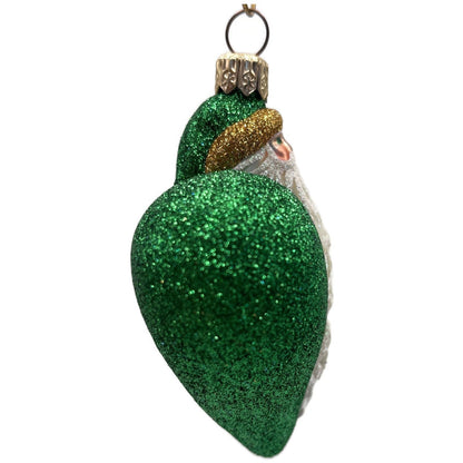 Patricia Breen Santa du Coeur Green Heart Santa Claus Valentine's Day Ornament