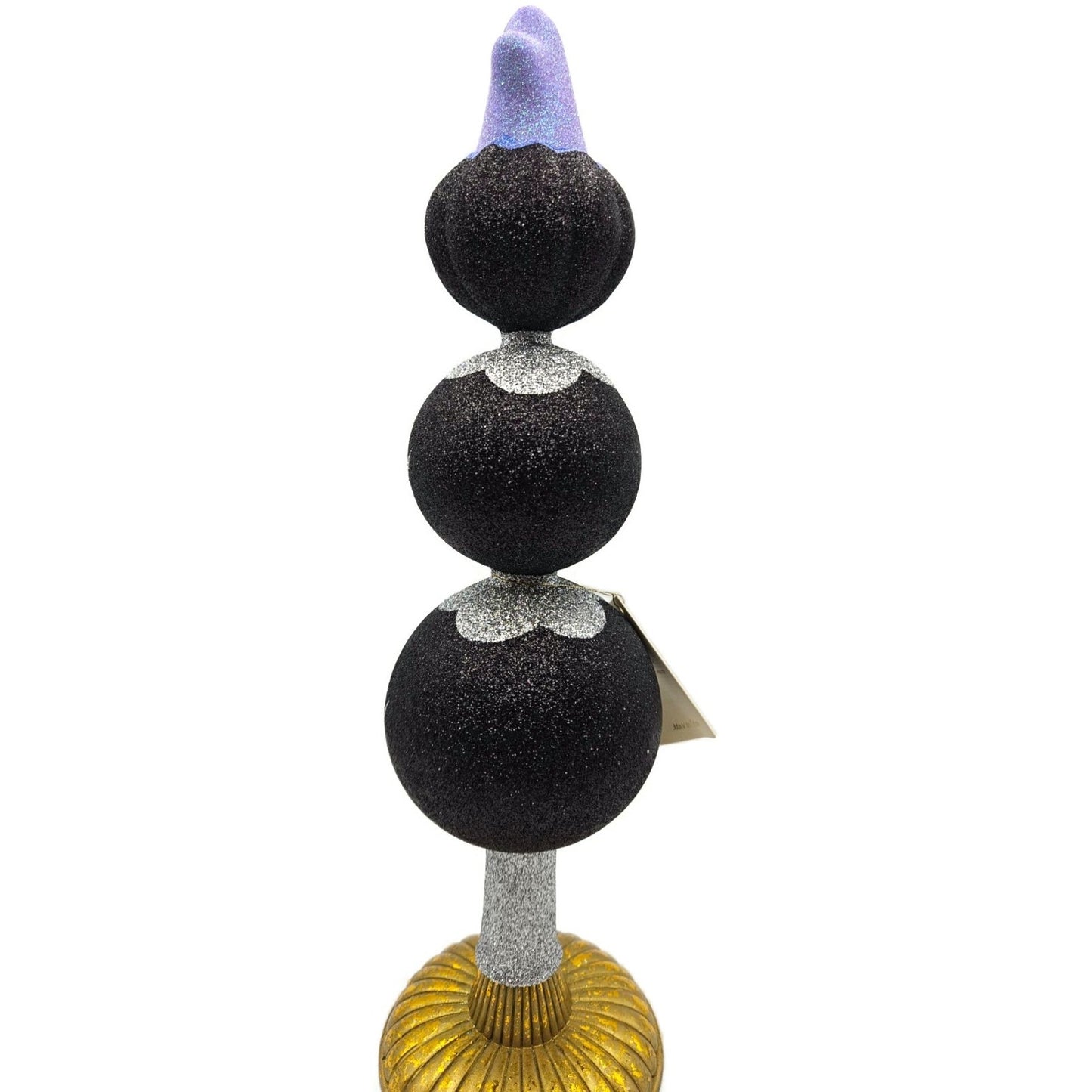 Patricia Breen Ghostly Finial Black Pumpkin Jack-O-Lantern Halloween Tree Topper