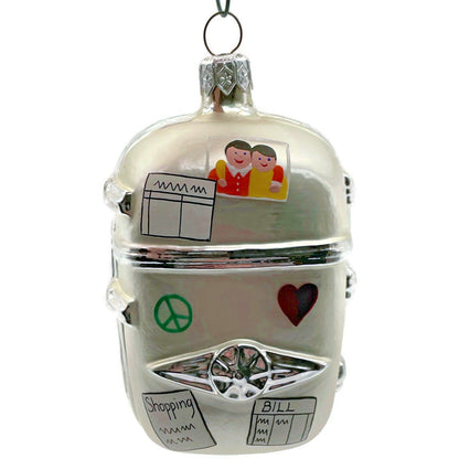 Patricia Breen Grandma Josies Fridge Pearl Silver Peace Heart Christmas Ornament
