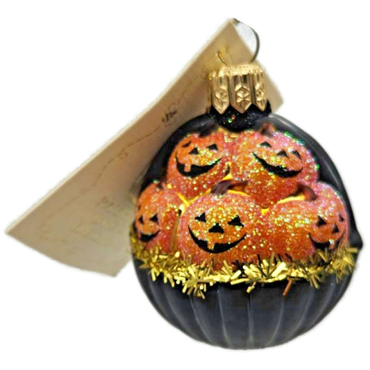 Patricia Breen Halloween Ornament Pumpkin Basket Black Matte Jack O Lanterns