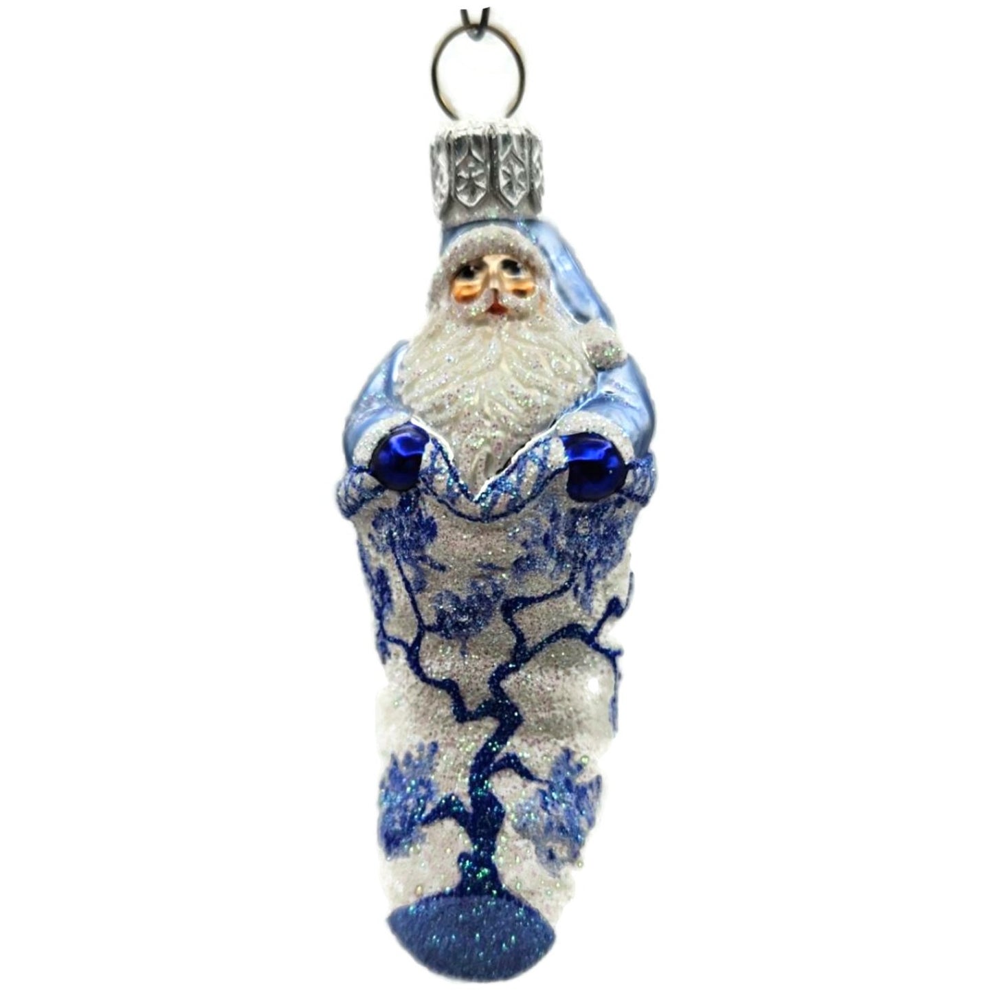Patricia Breen Tiny Stocking Santa Blue Willow Spring Christmas Tree Ornament NM