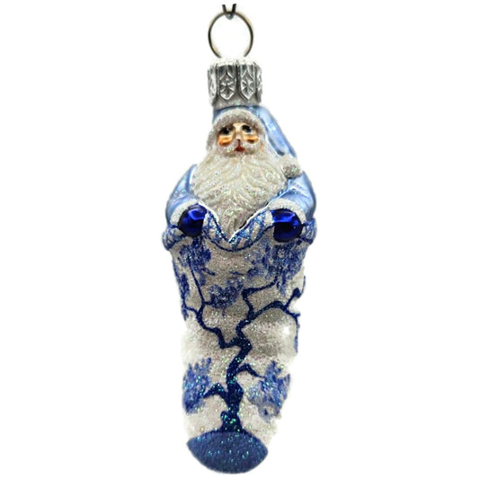 Patricia Breen Tiny Stocking Santa Blue Willow Spring Christmas Tree Ornament NM